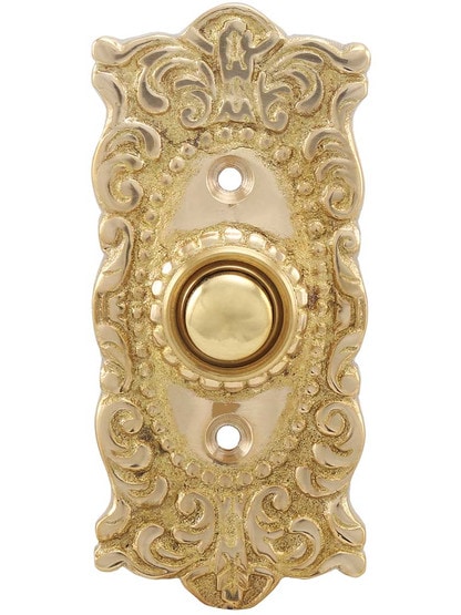 Victorian Decorative Doorbell Button in Polished Brass.